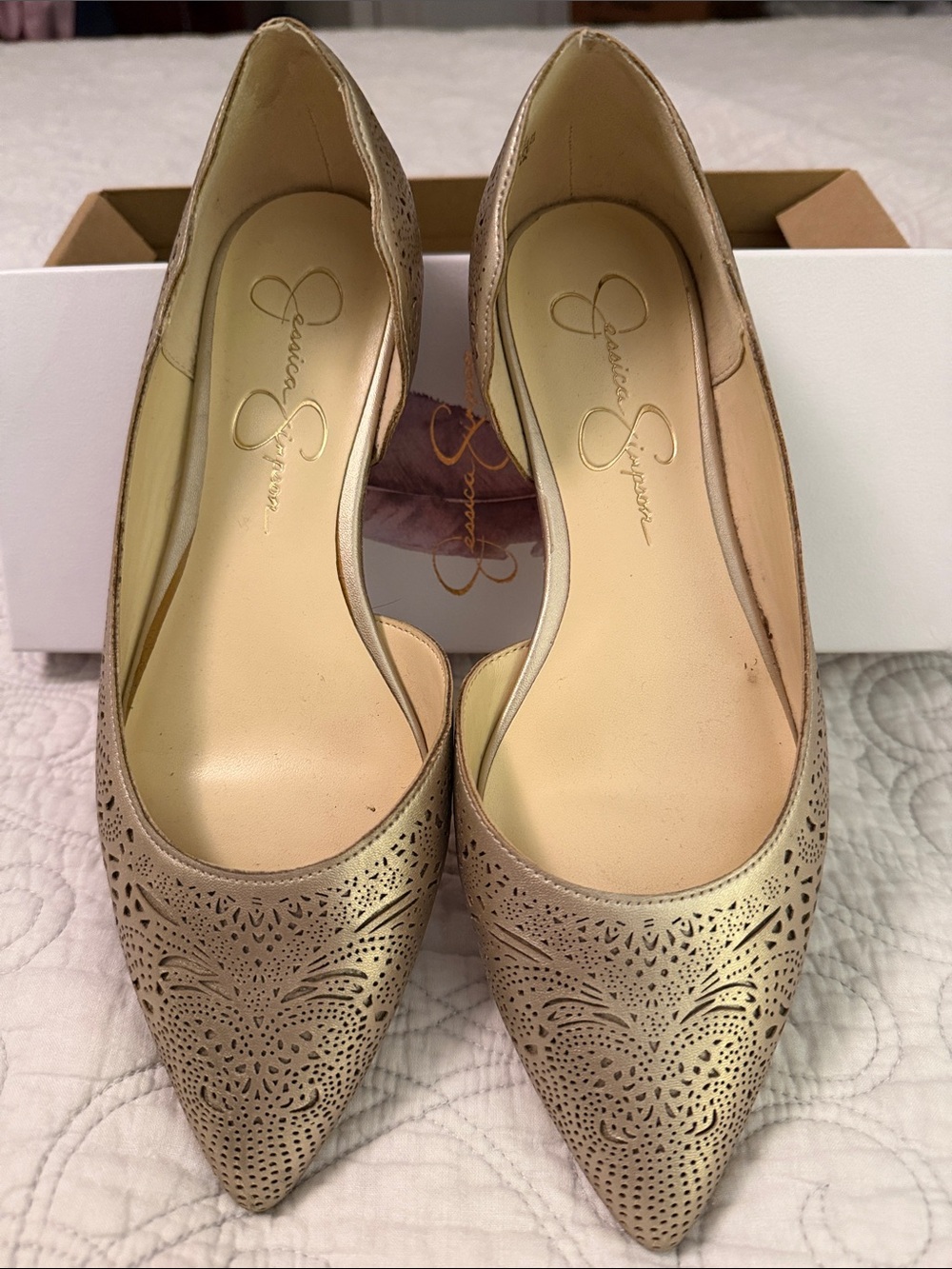 Jessica Simpson Gold Metallic Copale d’Orsay Flats